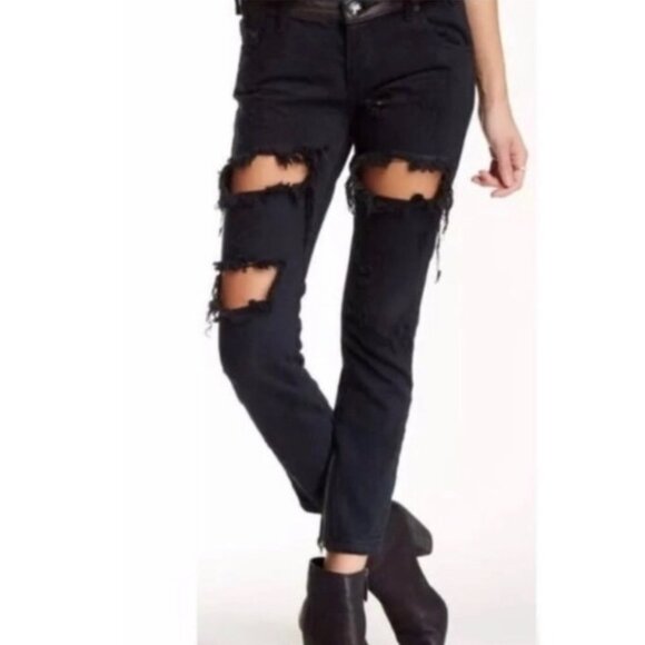 One Teaspoon Freebirds Black Distressed Jeans - Picture 1 of 14